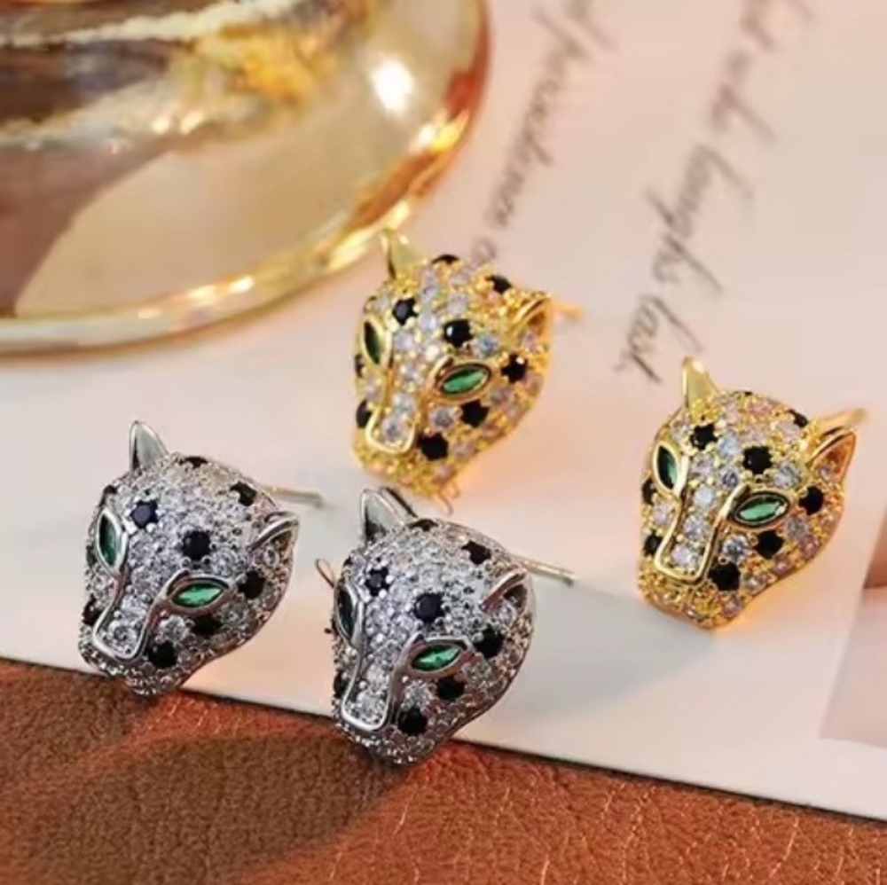 Zircon Colorful Animal Leopard Excuisit Copper Earrings
